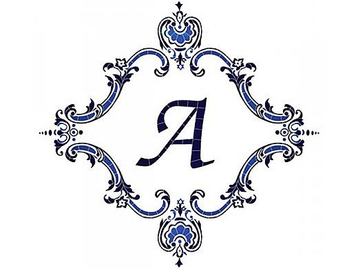 Artistry In Mosaics Monogram Medallion Personalized Mosaic | Blue - 56" x 60" | MMOBLUL-P