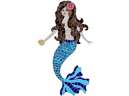 Artistry In Mosaics Polynesian Mermaid Mosaic | Brunette - 46" x 23" | MPOBRUOL