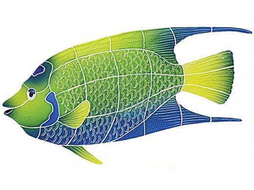 Artistry In Mosaics Queen Angel Fish Mosaic | Large - 11" x 17" | QAFYBLL