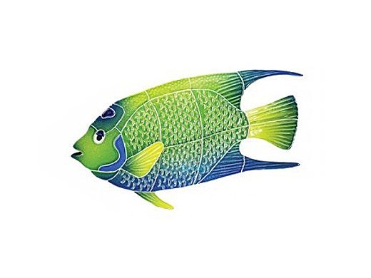 Artistry In Mosaics Queen Angel Fish Mosaic | Small - 7" x 10" | QAFYBLS