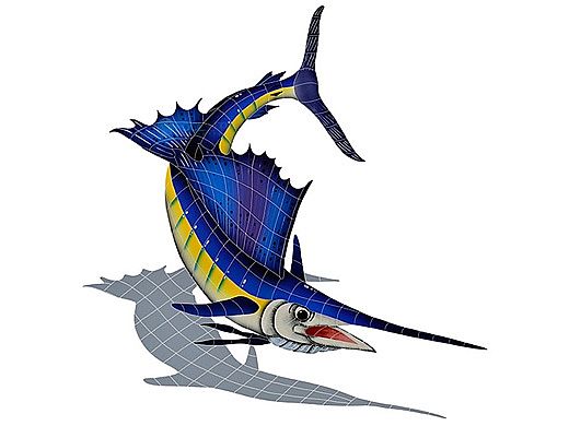 Artistry In Mosaics Sailfish Right with Shadow Mosaic | Large - 56" x 49" | SSHBLURL