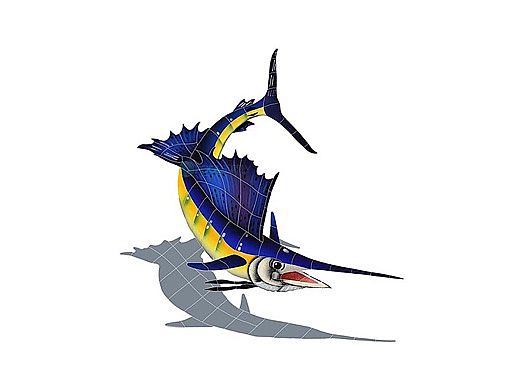 Artistry In Mosaics Sailfish Right with Shadow Mosaic | Small - 32" x 22" | SSHBLURS