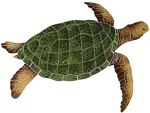 Artistry In Mosaics Sea Turtle Natural Mosaic | Large - 23" x 30" | SEANATRL