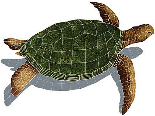 Artistry In Mosaics Sea Turtle Natural with Shadow Mosaic | Large - 24" x 33" | SESNATRL