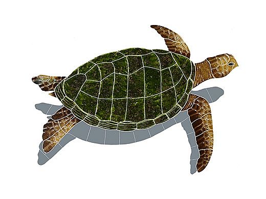 Artistry In Mosaics Sea Turtle Natural with Shadow Mosaic | Medium - 16" x 23" | SESNATRM