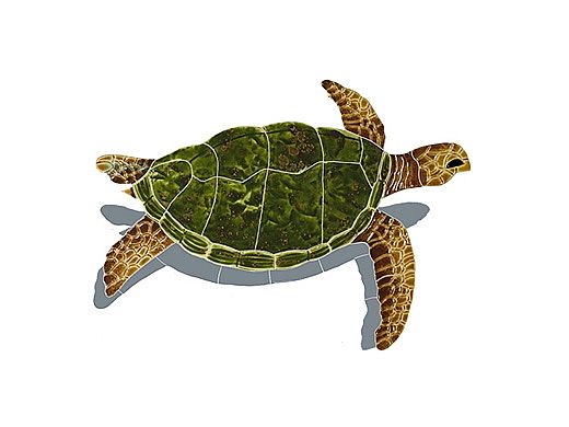 Artistry In Mosaics Sea Turtle Natural with Shadow Mosaic | Small - 9" x 13" | SESNATRS