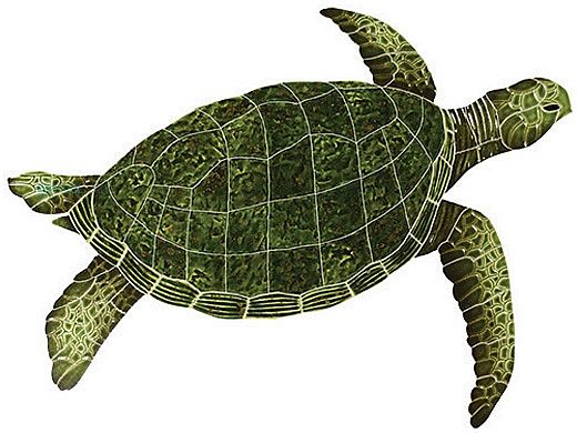 Artistry In Mosaics Sea Turtle Green Mosaic | Large - 23" x 30" | SEAGRERL