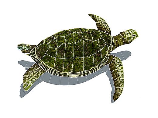 Artistry In Mosaics Sea Turtle Green with Shadow Mosaic | Medium - 16" x 23" | SESGRERM