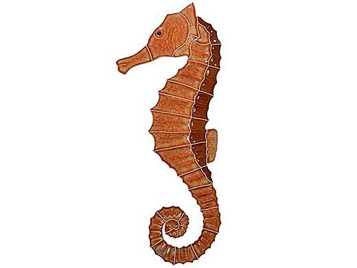 Artistry In Mosaics Seahorse Brown Mosaic | Large - 19" x 8" | SEABROLL