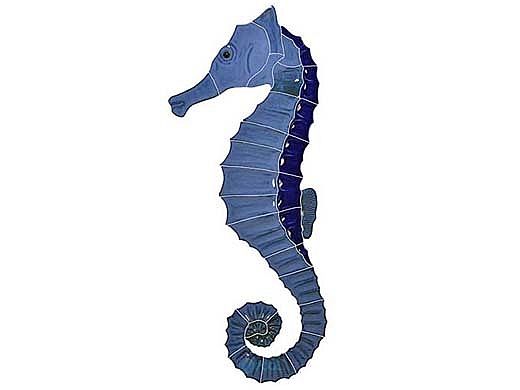 Artistry In Mosaics Seahorse Blue Mosaic | Large - 19" x 8" | SEABLULL
