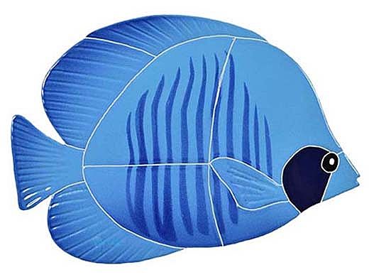 Artistry In Mosaics Tiger Tang Fish Mosaic | Blue - 5" x 8" | TTABLUS