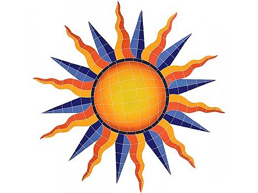 Artistry In Mosaics Sun Medallion Mosaic | Orange - 48" x 46" | SMEORAL