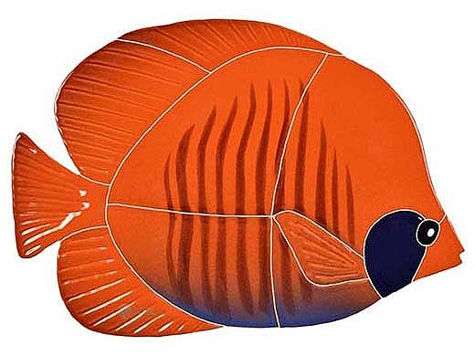 Artistry In Mosaics Tiger Tang Fish Mosaic | Orange - 5" x 8" | TTAORAS