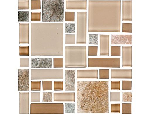 National Pool Tile Fusion Mosaic Quartz with Glass Tile | Beige | FS-BEIGE