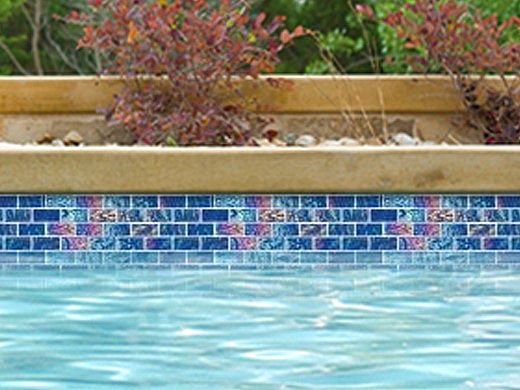 National Pool Tile Lightwaves Glass Tile | Blue 1x2 | LWV-BLUE1X2