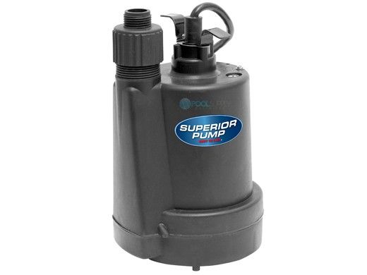 Superior Pump Thermoplastic Utility Pump | Top Discharge | 1560 GPH 1/5 HP 25-Foot Cord | 91029