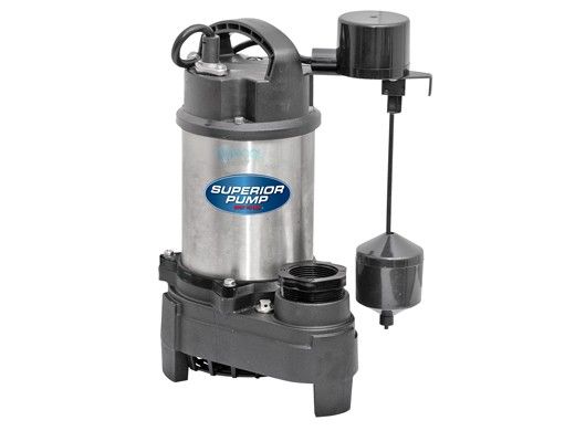 Superior Pump Stainless Steel & Cast Iron Submersible Sump Pump | Side Discharge | 4500 GPH 1/2 HP 25-Foot Cord | 92589