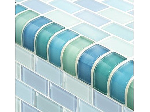 Artistry In Mosaics Crystal Series - Trim Turquoise Blue Blend Glass Tile | TRIM-GC82348T1