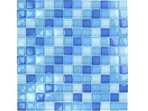 Artistry In Mosaics Crystal Series - Turquoise Cobalt Blue Blend Glass Tile | 1" x 1" | GC82323B3