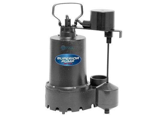Superior Pump Cast Iron Submersible Sump Pump | Side Discharge | 2760 GPH 1/3 HP 25-Foot Cord | 92349