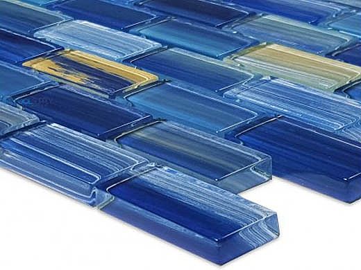 Artistry In Mosaics Watercolors Series 1x2 Glass Tile | Blue Brick | GW82348B10