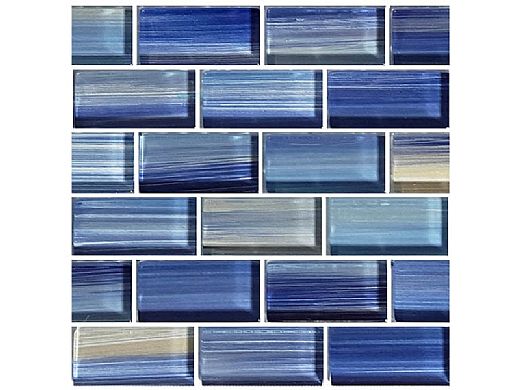 Artistry In Mosaics Watercolors Series 1x2 Glass Tile | Blue Brick | GW82348B10