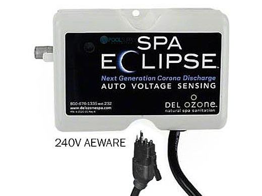 DEL OZONE Spa Eclipse Corona Discharge Ozone Generator | 1,000 Gallons | 240V | Aeware Cord | ECS-1RPAW240-U
