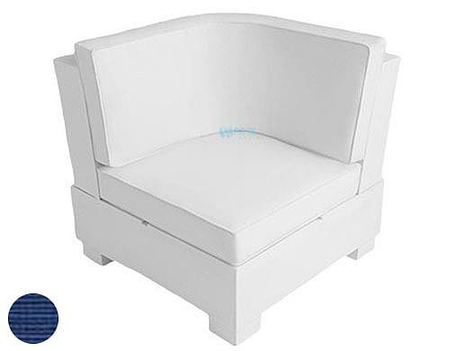 Ledge Lounger Signature Collection Sectional | Corner Piece White Base | Mediterranean Blue Standard Fabric Cushion | LL-SG-S-C-SET-W-STD-4652