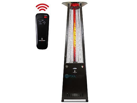 Lava Heat Italia 2G A-Line Commercial Patio Heater with Remote | Triangular 8-Foot | Hammered Black Natural Gas | AL8RGBL LHI-125