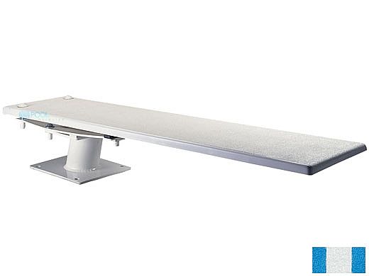 Inter-Fab Techni-Spring Steel Base with Techni-Beam Board Complete | 8' Blue with White Top Tread and White Base | TB8BW-TSB