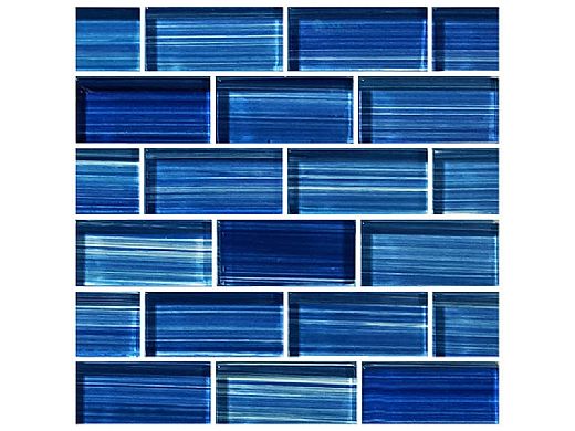 Artistry In Mosaics Watercolors Series 1x2 Glass Tile | Caribbean Blue Brick | GW82348B11