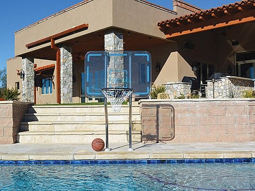 Inter-fab Pro Style Basketball Game Set | 12" Offset Post | In Deck Bronze Anchor Jig | Marine Grade Steel Support Legs | SPS-RBALL GB-C