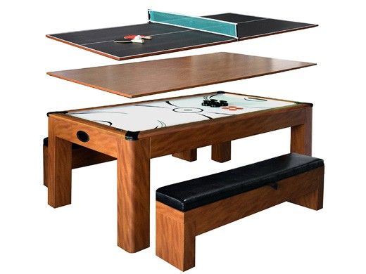 Hathaway Sherwood 7-Ft. Air Hockey Table Combo Set with Benches | NG2422H BG2422H