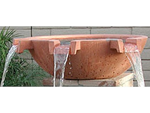 Water Scuppers and Bowls Calanques Spill Bowl | 45 Degree Angle | 39" Tan Sandblasted with Copper Scupper Insert | WSBCAL3945
