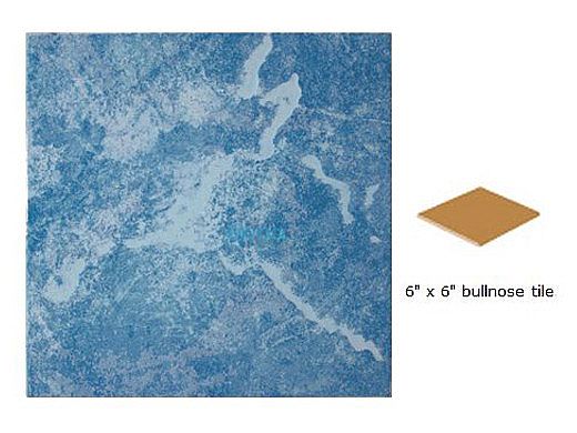 National Pool Tile Blue Seas 6x6 Single Bullnose Tile | Light Blue | SEA-LIGHT SBN