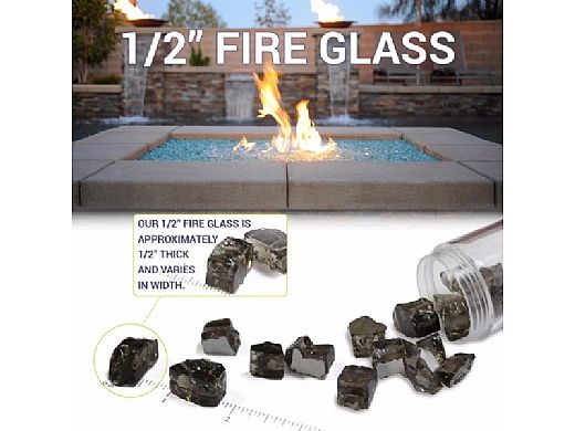 American Fireglass Half Inch Premium Collection | Gold Reflective Fire Glass | 25 Pounds | AFF-GDRF12-25