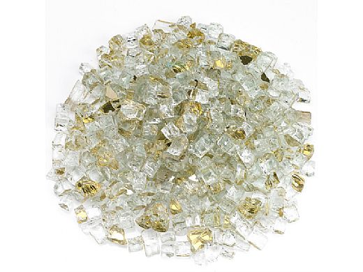 American Fireglass Half Inch Premium Collection | Gold Reflective Fire Glass | 55 Pounds | AFF-GDRF12-55