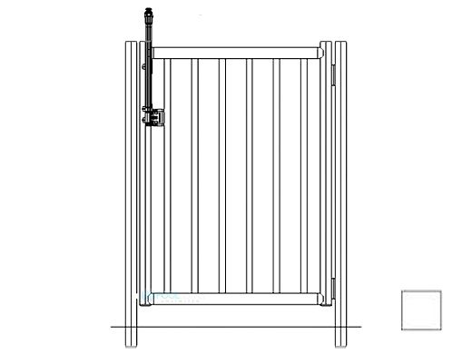 Saftron Self Closing Gate with 54" Plunger Latch For 2200 Series Fencing | 48" H x 36" W | White | FG-2202-4836-W