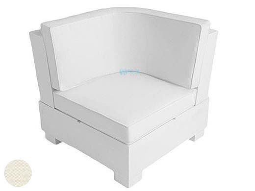 Ledge Lounger Signature Collection Sectional | Corner Piece White Base | Oyster Standard Fabric Cushion | LL-SG-S-C-SET-W-STD-4642