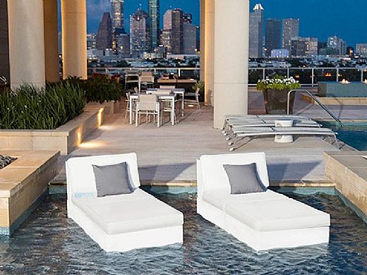 Ledge Lounger Signature Collection Sectional | Ottoman Piece White Base | Oyster Standard Fabric Cushion | LL-SG-S-O-SET-W-STD-4642
