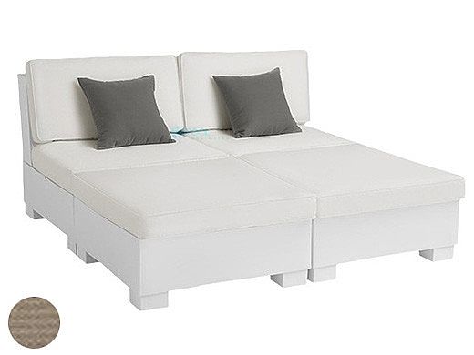 Ledge Lounger Signature Collection Sectional | 4 Piece Sun Chair White Base | Taupe Standard Fabric Cushion | LL-SG-S-4PSC-SET-W-STD-4648