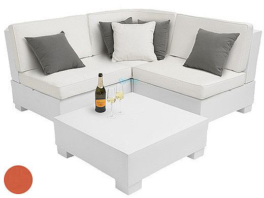 Ledge Lounger Signature Collection Sectional | 4 Piece Diamond White Base | Tuscan Premium 1 Fabric Cushion | LL-SG-S-4PD-SET-W-P1-4677