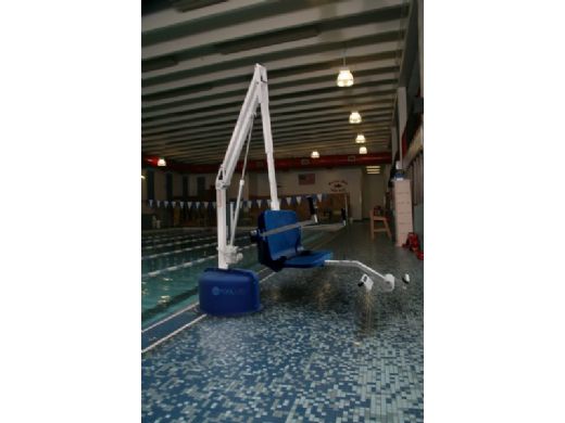 Aqua Creek Revolution Deep Draft Pool Lift with Spa Arm | No Anchor | White Powder Coat with Blue Seat | F-702RLSDD