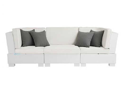 Ledge Lounger Signature Collection Sectional | 5 Piece Sofa & Chairs White Base | Oyster Standard Fabric Cushion | LL-SG-S-5PSC-SET-W-STD-4642