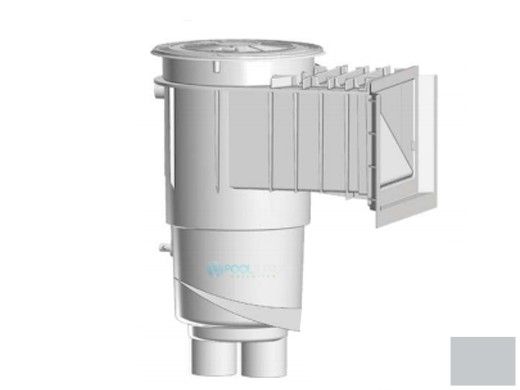 AquaStar Flow Star Water Bonded Skimmer with Water Stop Face, Float Assembly, Basket, Lid and Adjustable Collar | Light Gray | SKR15103