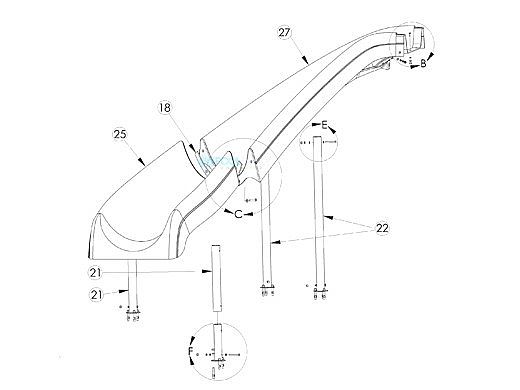 Inter-fab White Water Silde Lower Runway Left Turn | Gray | WWS-LRUN-G-L