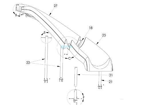 Inter-fab White Water Silde Upper Runway Right Turn | Blue | WWS-URUN-B-R