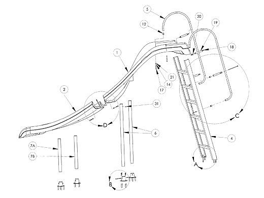 Inter-fab City 2 Slide Upper Runway Right Turn | Blue | CITY2-URUN-B-R