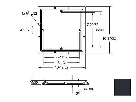 AquaStar 9" Square 3/4" Deep Frame Only/No Screws | Black | 9FR102