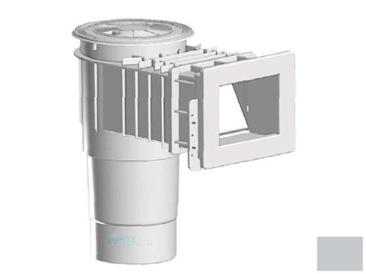 AquaStar Flow Star Standard Skimmer with Narrow 9" Deep Throat, Float Assembly, Basket, Lid and Adjustable Collar with 6" Socket Sump for Vinyl | Light Gray | SKRVFL3N103F